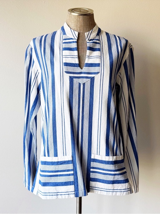 A.P.C. Tops - A.P.C. Beachy Blue and White Striped Long Sleeve Top